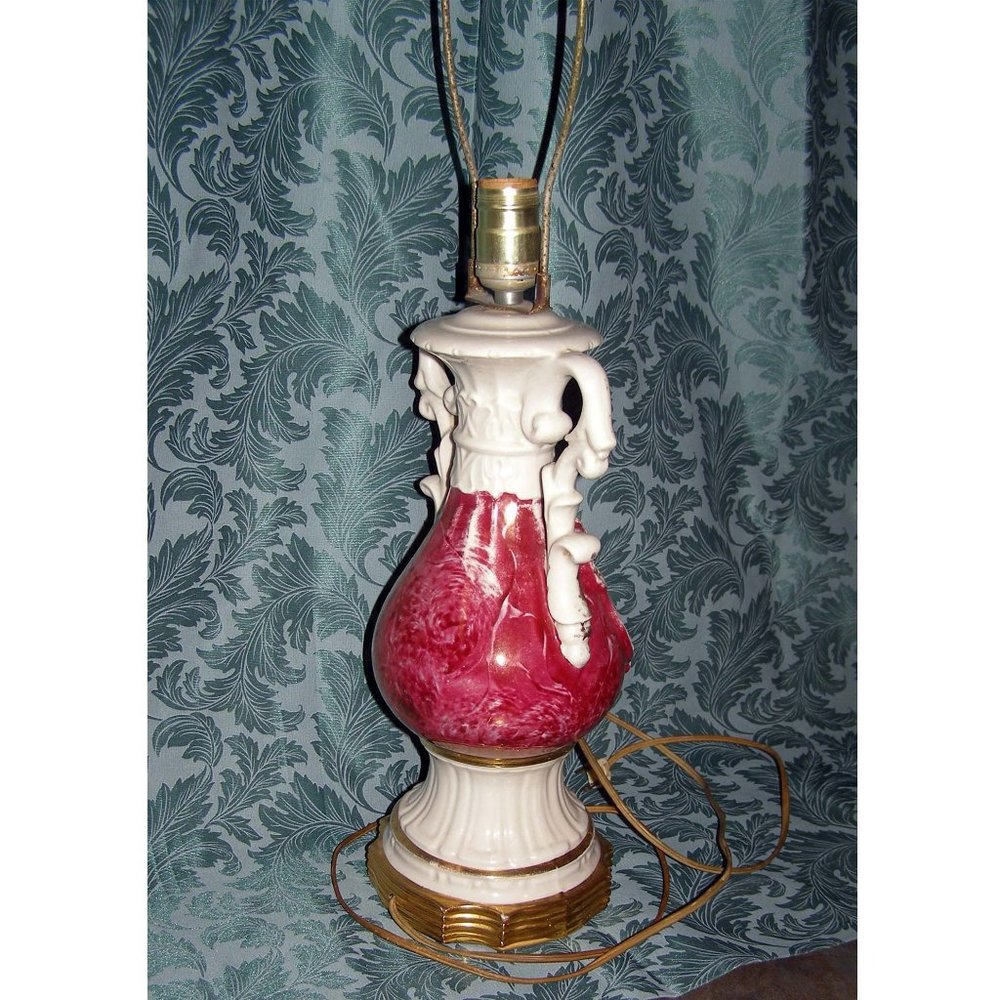 💡 RARE Working Antique 1940s Victorian Style Ceramic Rose Urn LAMP BASE by… - Picture 6 of 13